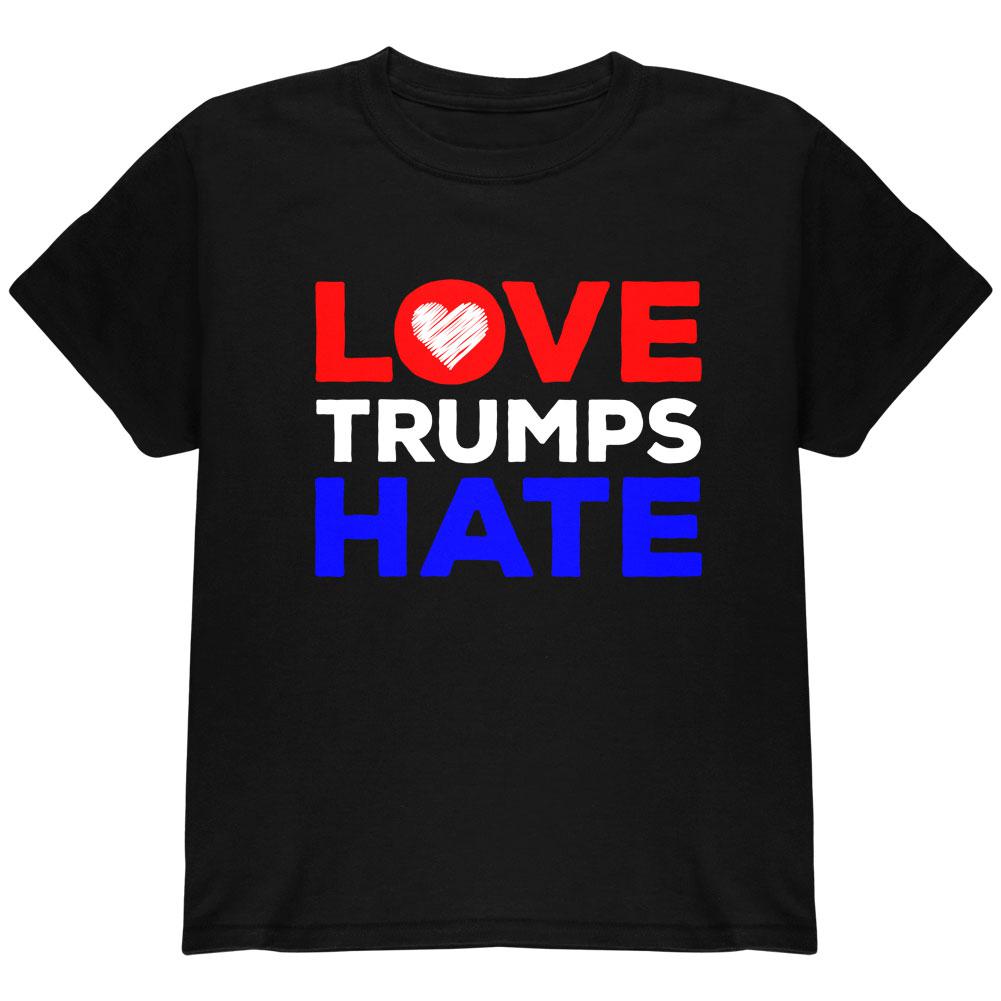 Activist Love Trumps Hate Youth T Shirt Youth T-Shirts Old Glory LG Black 