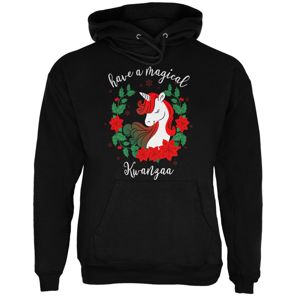 Have a Magical Kwanzaa Unicorn Mens Hoodie Men's Hoodies Old Glory 2XL Black 