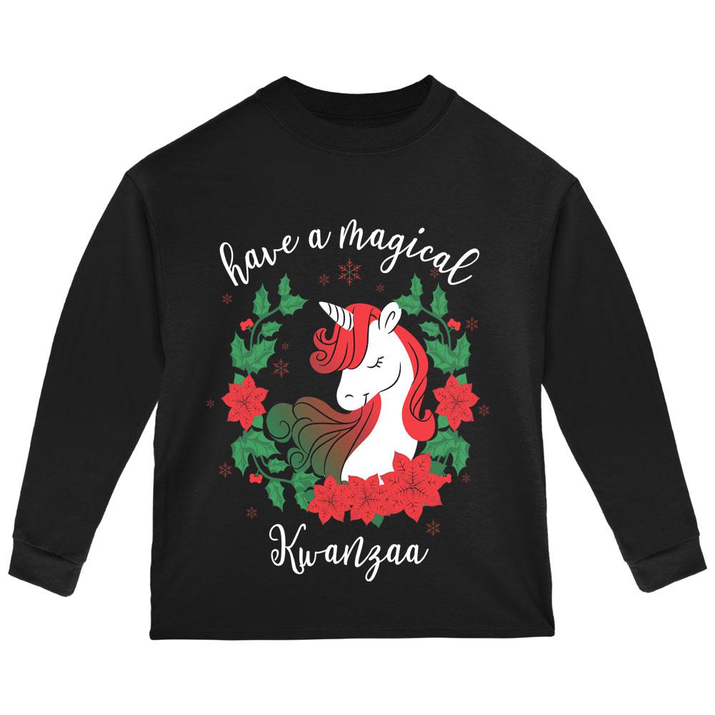 Have a Magical Kwanzaa Unicorn Toddler Long Sleeve T Shirt Toddler Long Sleeves Old Glory 2T Black 