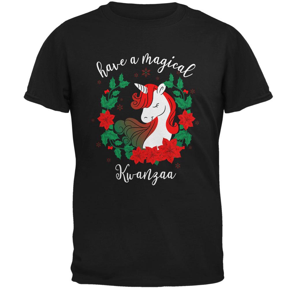 Have a Magical Kwanzaa Unicorn Mens T Shirt Men's T-Shirts Old Glory 2XL Black 