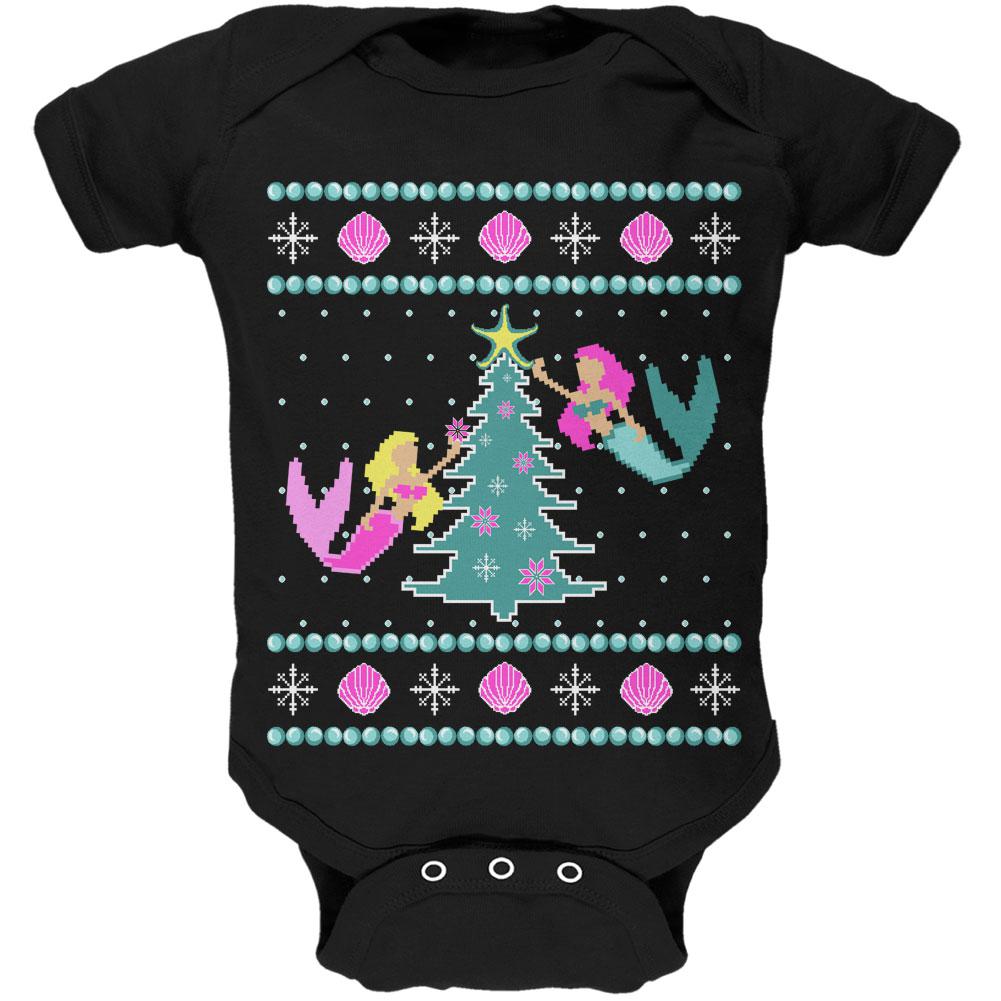 Mermaid Tree Ugly Christmas Sweater Soft Baby One Piece Baby One Piece Old Glory 0-3M Black 