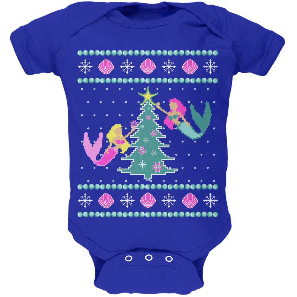 Mermaid Tree Ugly Christmas Sweater Soft Baby One Piece Baby One Piece Old Glory 0-3M Royal 