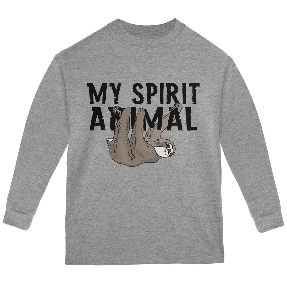 Sloth My Spirit Animal Youth Long Sleeve T Shirt Youth Long Sleeves Old Glory YLG Storm Grey 