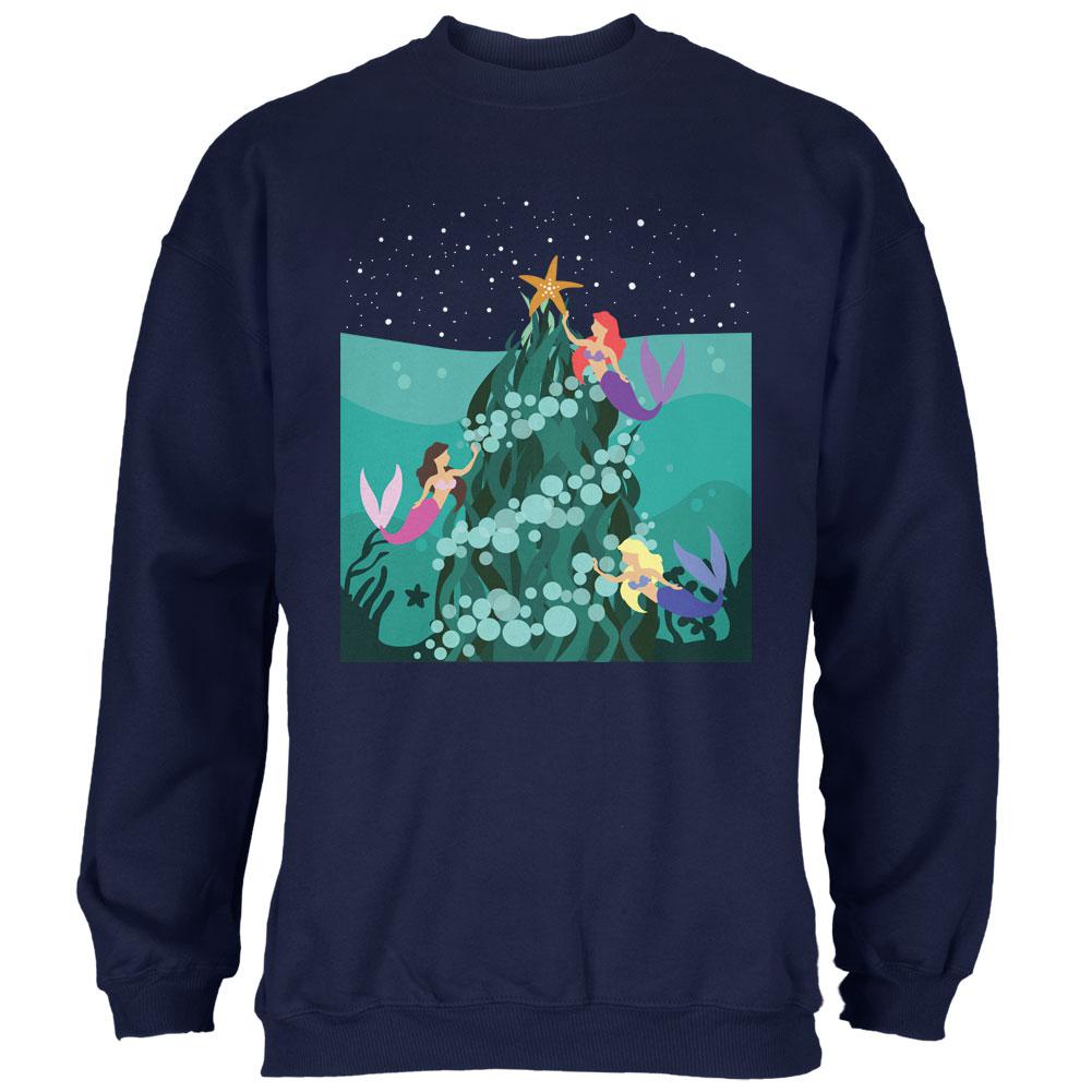 Mermaid Christmas Tree Mens Sweatshirt Men's Sweatshirts Old Glory 2XL Navy 