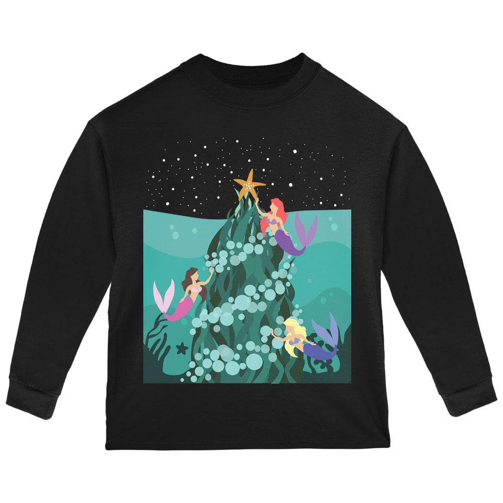 Mermaid Christmas Tree Toddler Long Sleeve T Shirt Toddler Long Sleeves Old Glory 2T Black 