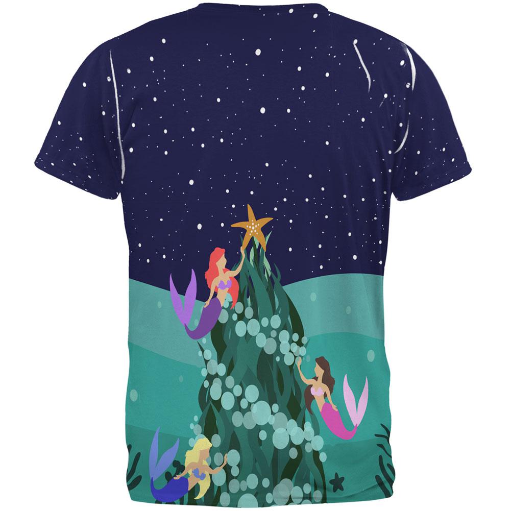 Mermaid Christmas Tree All Over Mens T Shirt Men's T-Shirts Old Glory   