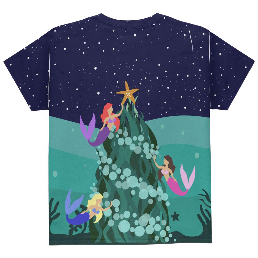 Mermaid Christmas Tree All Over Youth T Shirt Youth T-Shirts Old Glory   