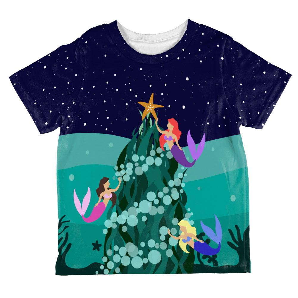 Mermaid Christmas Tree All Over Toddler T Shirt Toddler T-Shirts Old Glory 2T Multi 