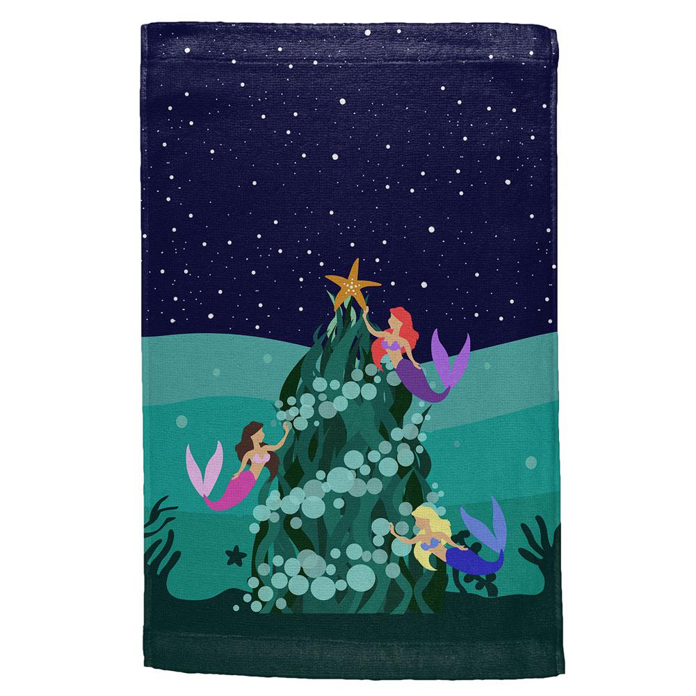 Mermaid Christmas Tree All Over Hand Towel Hand Towel Old Glory OS Multi 