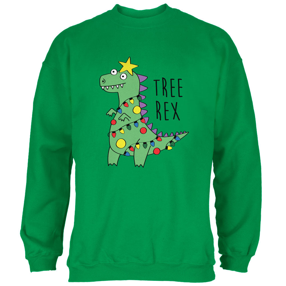 Christmas Tree Rex T-Rex Funny Dinosaur Mens Sweatshirt Men's Sweatshirts Old Glory 2XL Green 