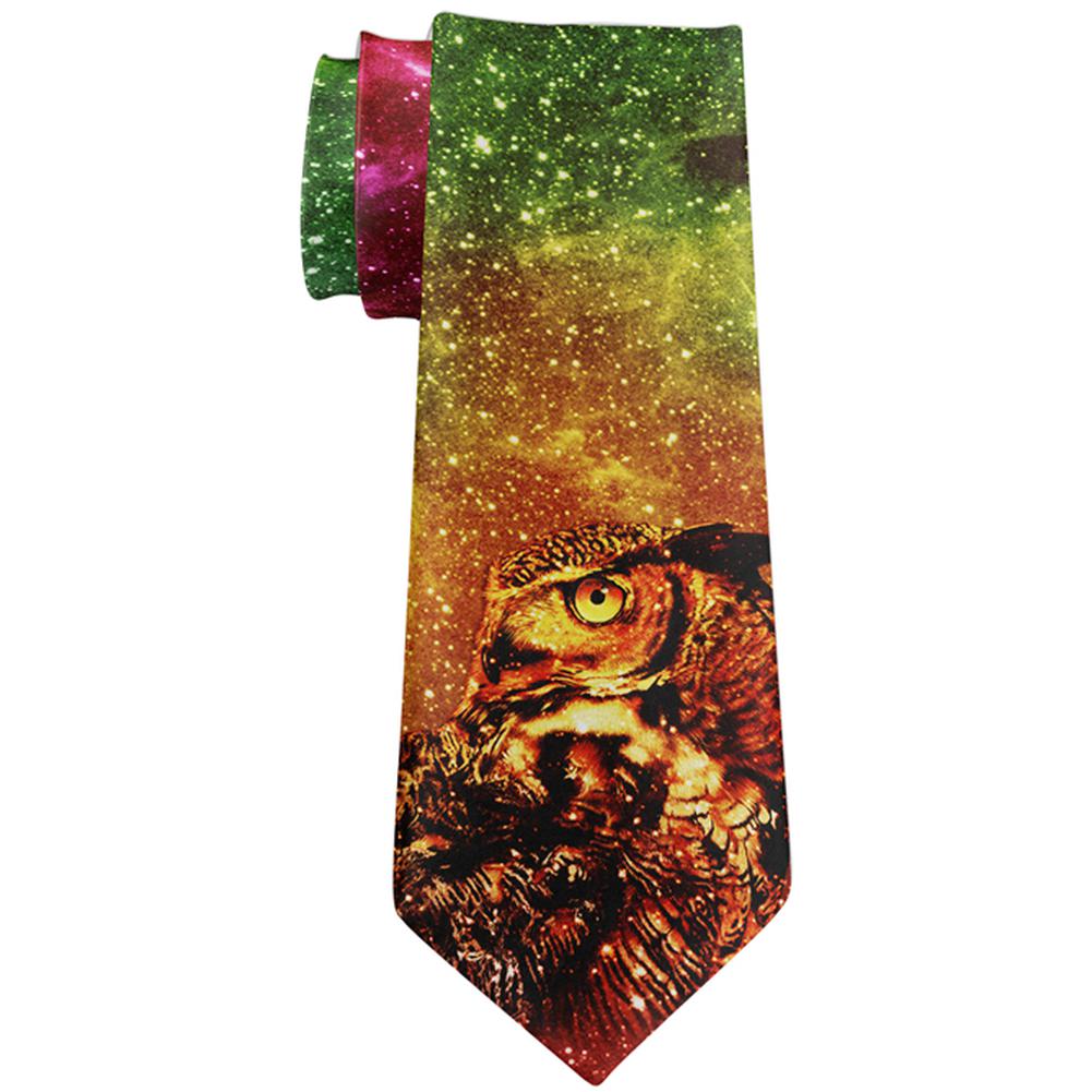 Galaxy Zen Wisdom Owl All Over Neck Tie Men's Neck Ties Old Glory OS Multi 