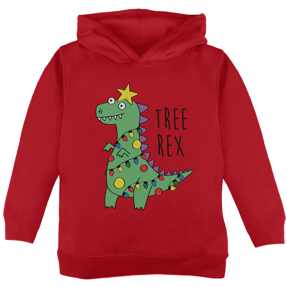 Christmas Tree Rex T-Rex Funny Dinosaur Toddler Hoodie Toddler Hoodies Old Glory 2T Red 