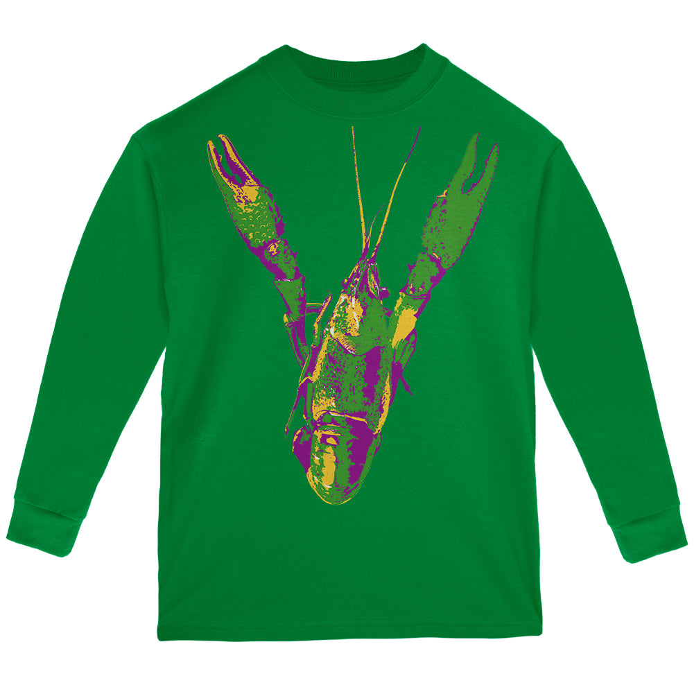 Mardi Gras Crawfish Youth Long Sleeve T Shirt Youth Long Sleeves Old Glory YLG Green 