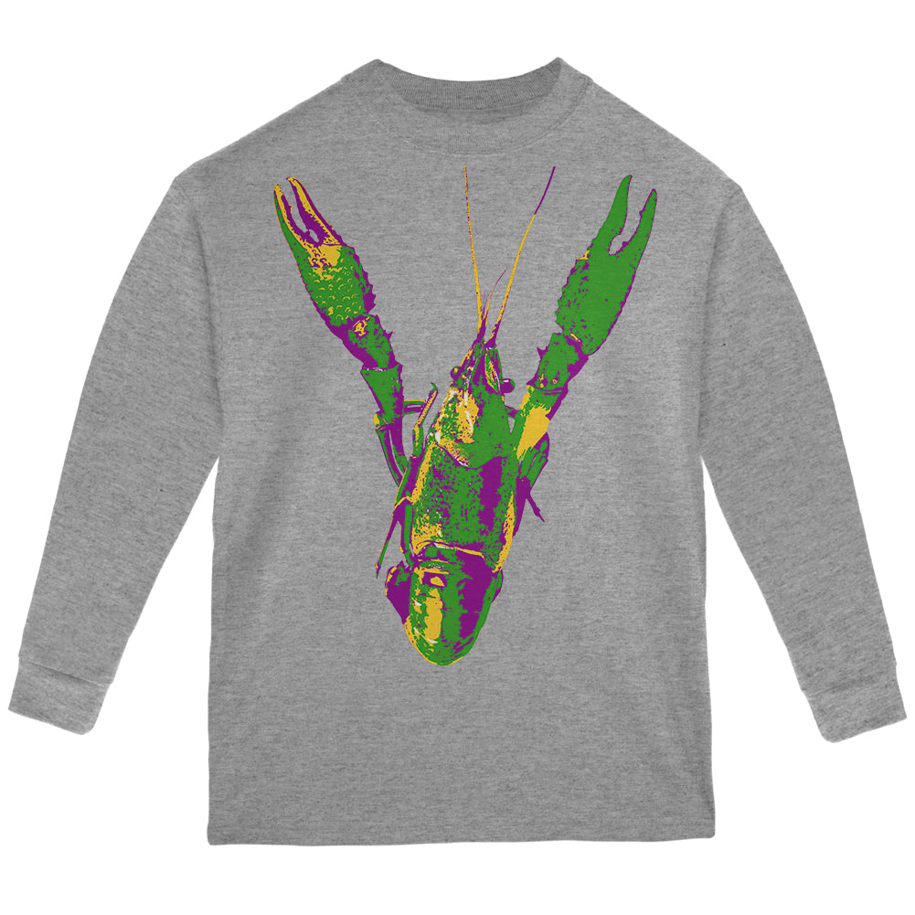 Mardi Gras Crawfish Youth Long Sleeve T Shirt Youth Long Sleeves Old Glory YLG Sport Grey 