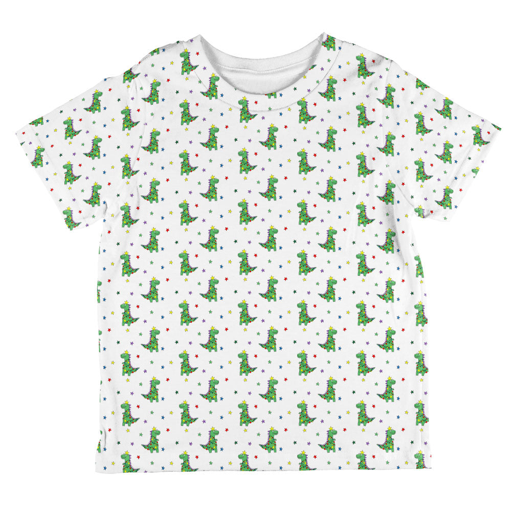 Christmas Tree Rex T-Rex Dinosaur Pattern All Over Toddler T Shirt Toddler T-Shirts Old Glory 2T Multicolored 