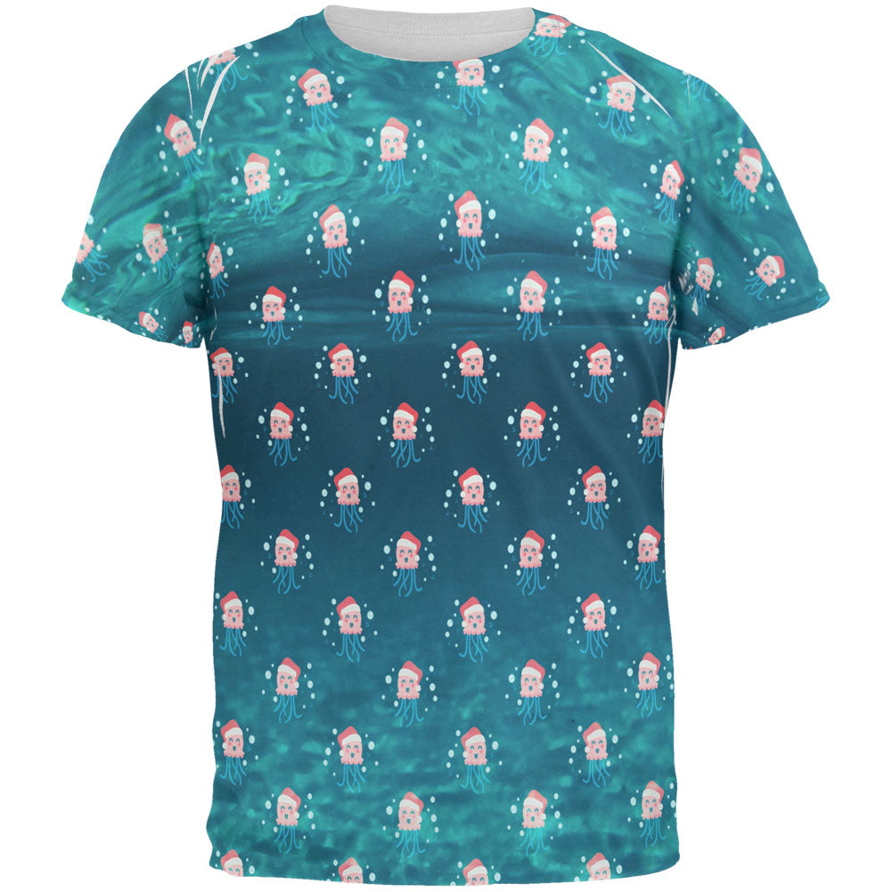 Christmas Caroling Jellyfish Pattern All Over Mens T Shirt Men's T-Shirts Old Glory 2XL Multi 