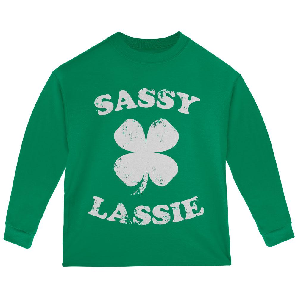 St. Patricks Day Sassy Irish Lassie Toddler Long Sleeve T Shirt Toddler Long Sleeves Old Glory 2T Green 