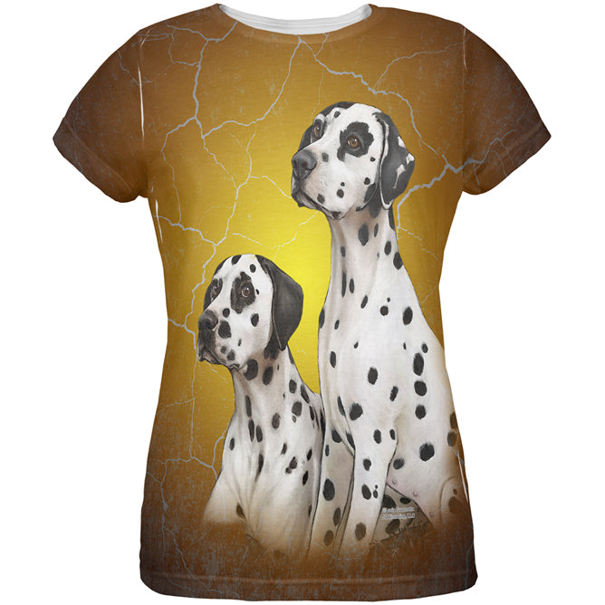 Dalmatians Live Forever All Over Womens T Shirt Women's T-Shirts Old Glory LG Multicolored 