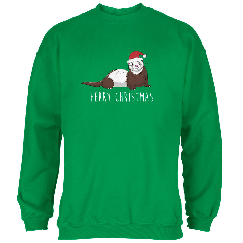 Ferry Merry Christmas Ferret Mens Sweatshirt Men's Sweatshirts Old Glory 2XL Irish Green 