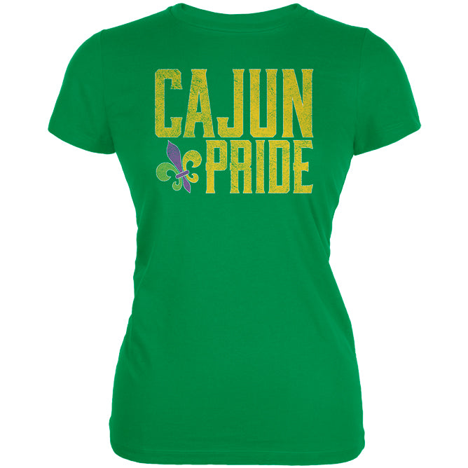 Mardi Gras Cajun Pride Fleur De Lis Juniors Soft T Shirt Juniors T-Shirts Old Glory 2XL Irish Green 