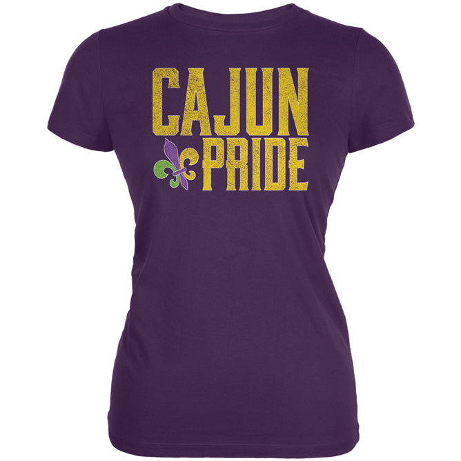 Mardi Gras Cajun Pride Fleur De Lis Juniors Soft T Shirt Juniors T-Shirts Old Glory 2XL Purple 