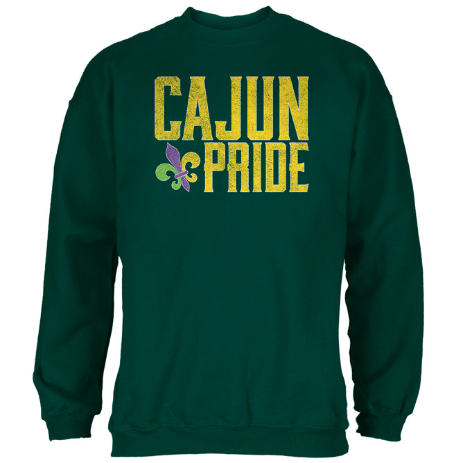 Mardi Gras Cajun Pride Fleur De Lis Mens Sweatshirt Men's Sweatshirts Old Glory 2XL Forest Green 