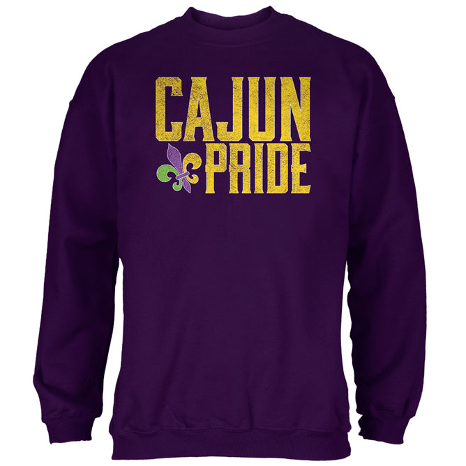 Mardi Gras Cajun Pride Fleur De Lis Mens Sweatshirt Men's Sweatshirts Old Glory 2XL Purple 