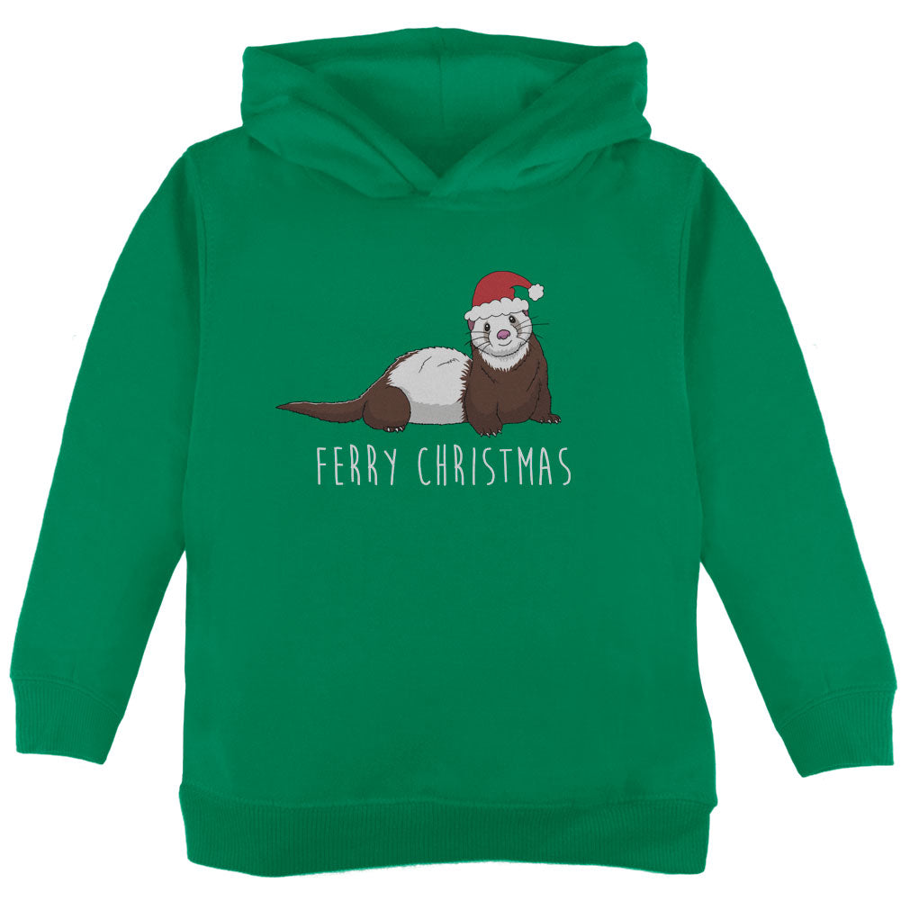 Ferry Merry Christmas Ferret Toddler Hoodie Toddler Hoodies Old Glory 2T Green 