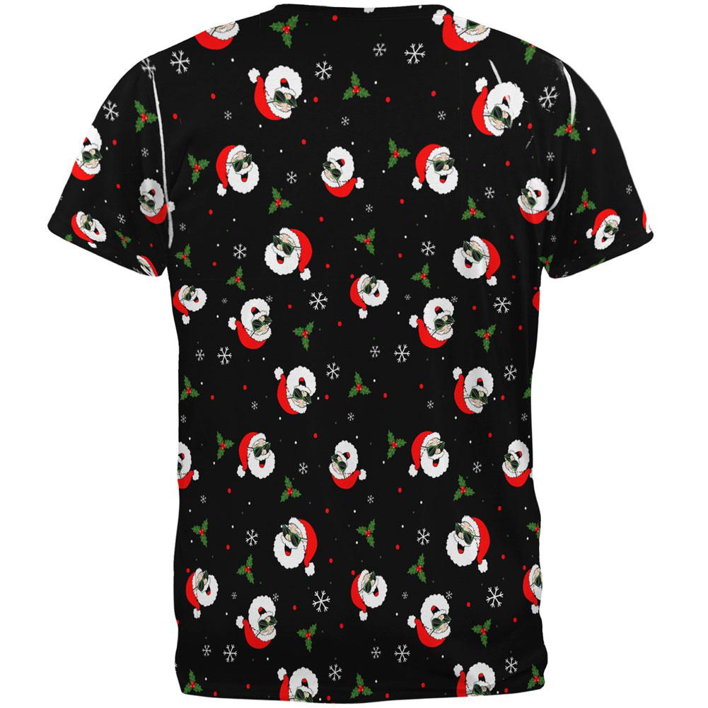 Christmas Santas in Sunglasses Pattern All Over Mens T Shirt Men's T-Shirts Old Glory   