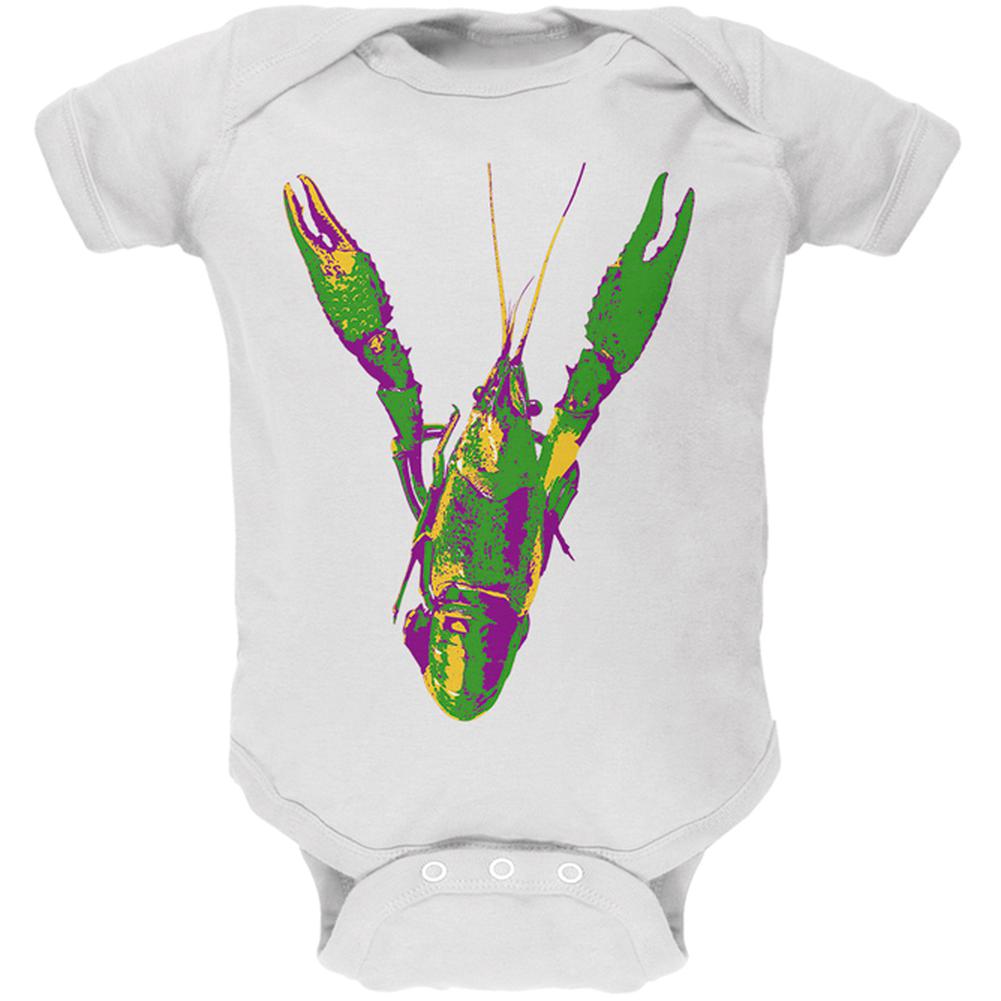 Mardi Gras Crawfish Soft Baby One Piece Baby One Piece Old Glory 12MO White 