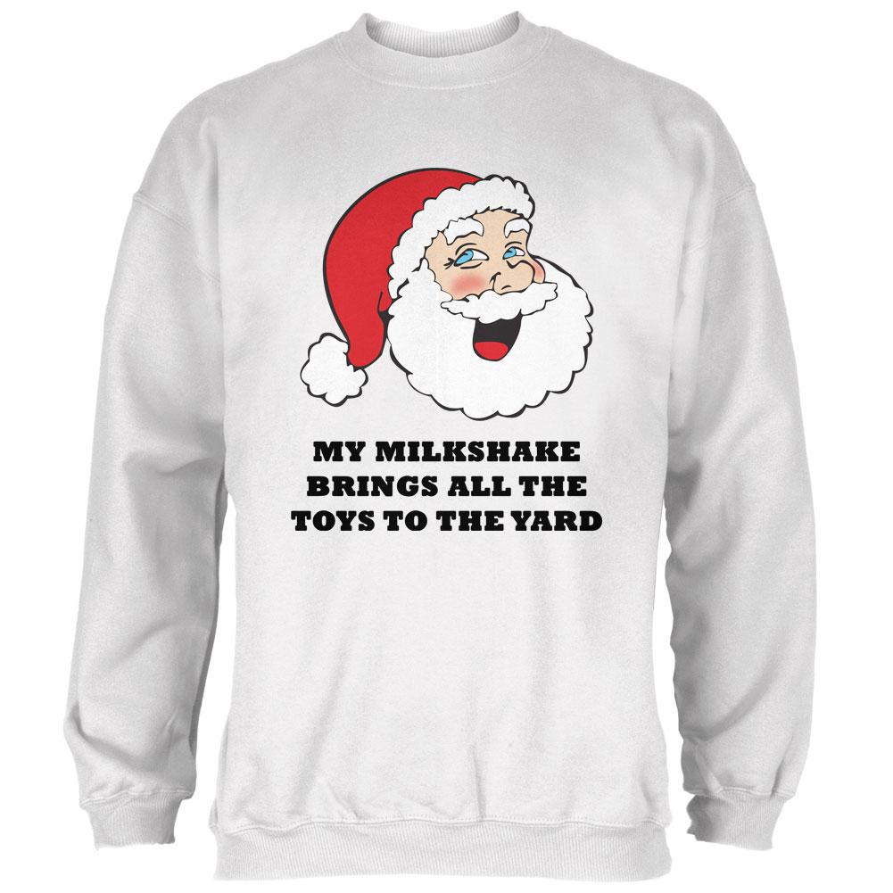 Christmas Santa Milkshake Brings All the Toys to the Yard Mens Sweatshirt Men's Sweatshirts Old Glory 2XL White 