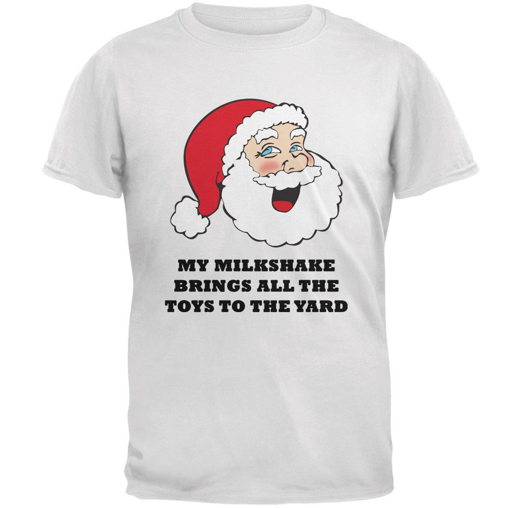 Christmas Santa Milkshake Brings All the Toys to the Yard Mens T Shirt Men's T-Shirts Old Glory 2XL White 