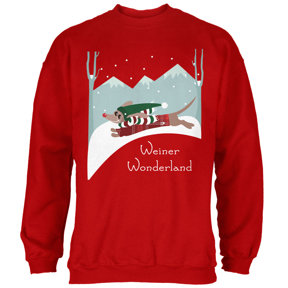 Christmas Dachshund Weiner Winter Wonderland Mens Sweatshirt Men's Sweatshirts Old Glory 2XL Red 