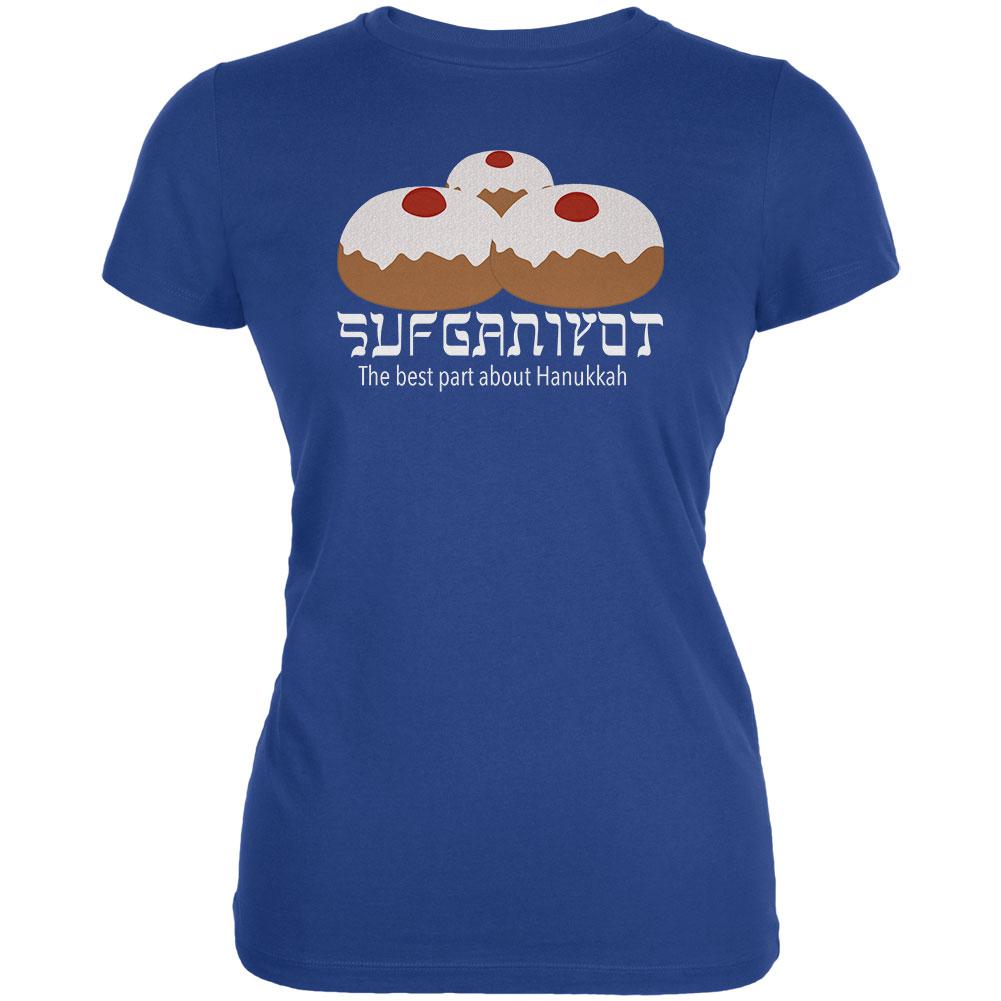 The Best Part About Hanukkah Sufganiyot Juniors Soft T Shirt Juniors T-Shirts Old Glory 2XL Royal 