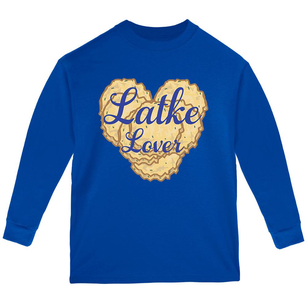 Hanukkah Latke Lover Youth Long Sleeve T Shirt Youth Long Sleeves Old Glory LG Royal 