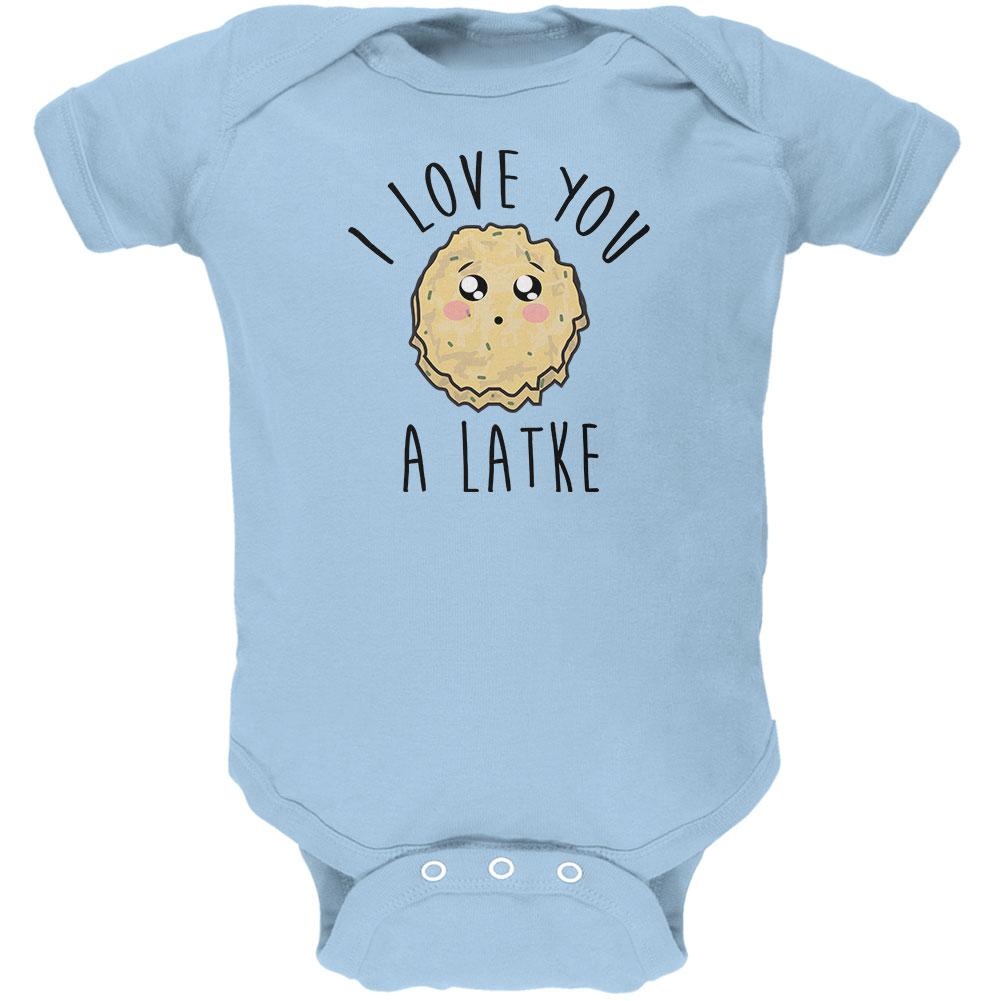 Hanukkah I Love You A Lot Latke Soft Baby One Piece Baby One Piece Old Glory 0-3M Light Blue 