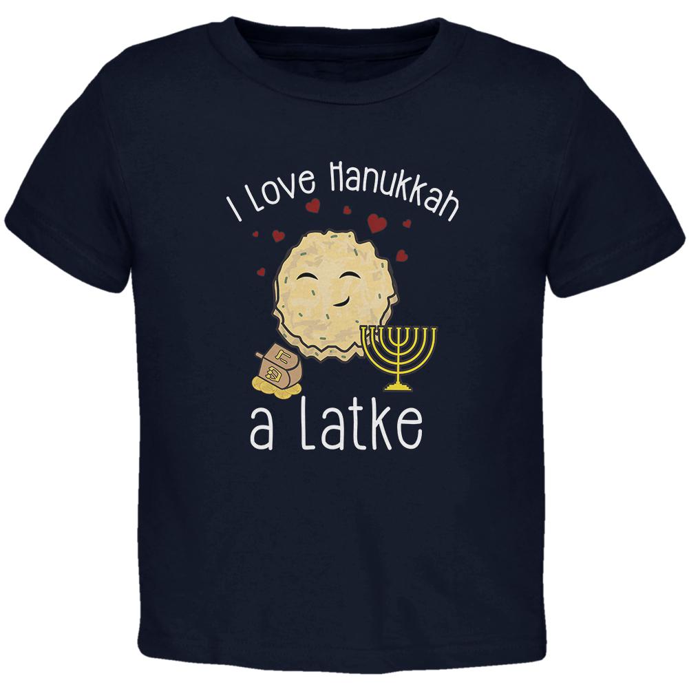 I Love Hanukkah A Lot Latke Toddler T Shirt Toddler T-Shirts Old Glory 2T Navy 