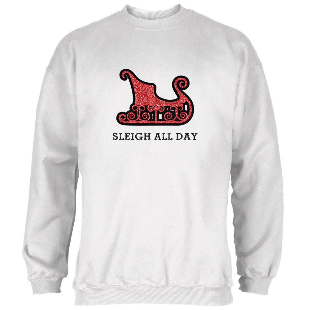 Christmas Sleigh Slay All Day Mens Sweatshirt Men's Sweatshirts Old Glory 2XL White 