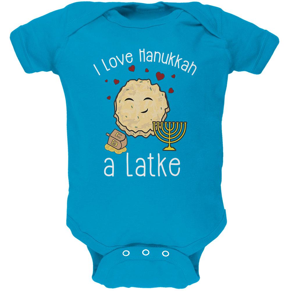 I Love Hanukkah A Lot Latke Soft Baby One Piece Baby One Piece Old Glory 0-3M Turquoise 