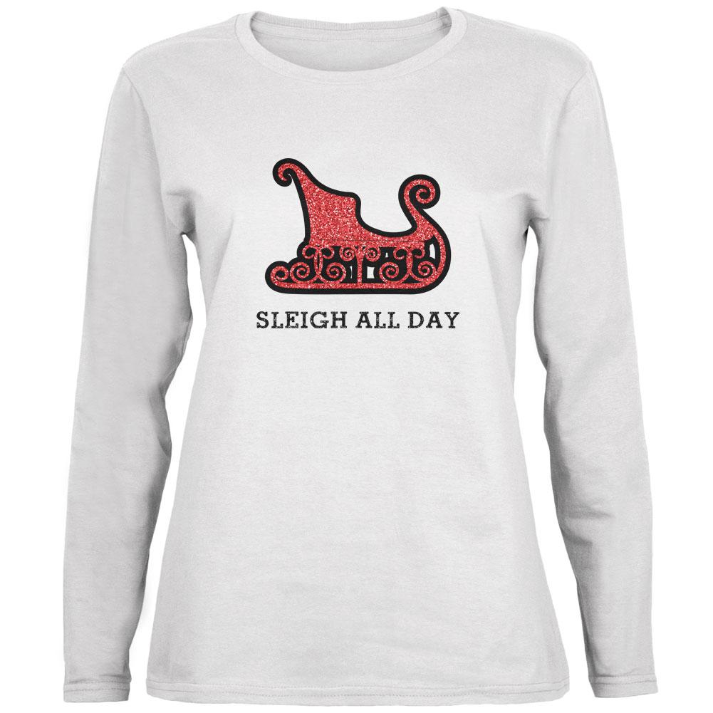 Christmas Sleigh Slay All Day Ladies' Relaxed Jersey Long-Sleeve Tee Women's Long Sleeves Old Glory 2XL White 