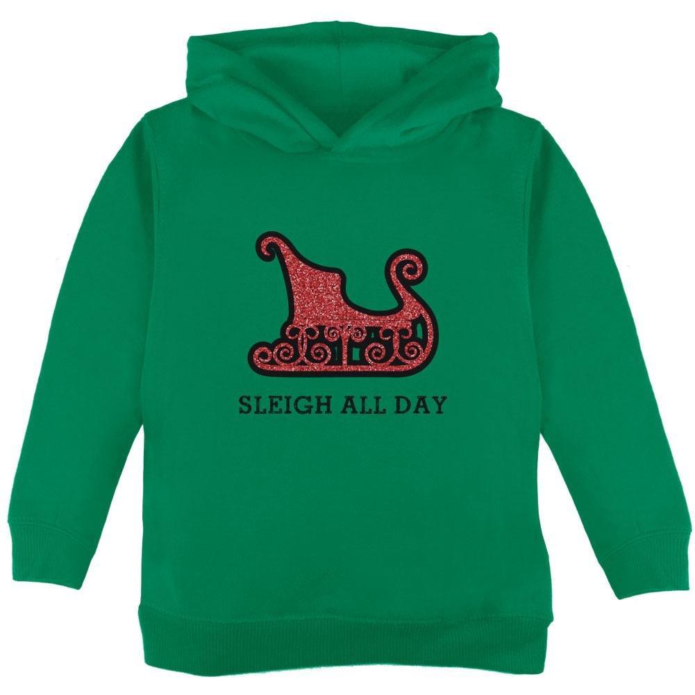 Christmas Sleigh Slay All Day Toddler Hoodie Toddler Hoodies Old Glory 2T Green 