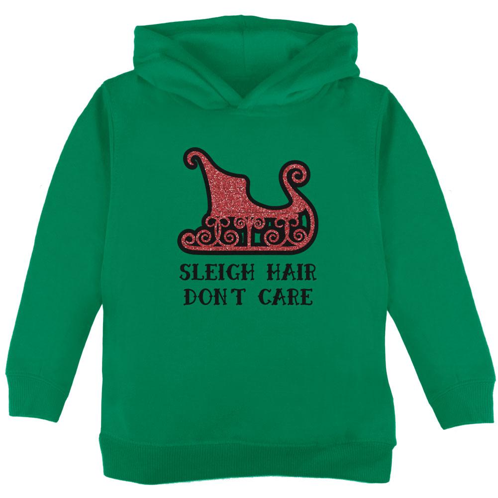 Christmas Sleigh Hair Don't Care Toddler Hoodie Toddler Hoodies Old Glory 2T Green 