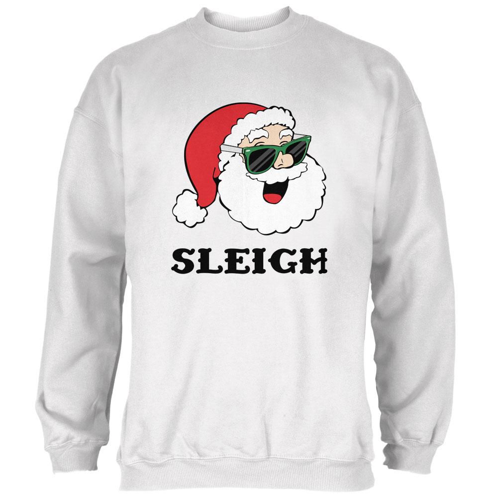 Christmas Santa Sunglasses Sleigh Slay Mens Sweatshirt Men's Sweatshirts Old Glory 2XL White 