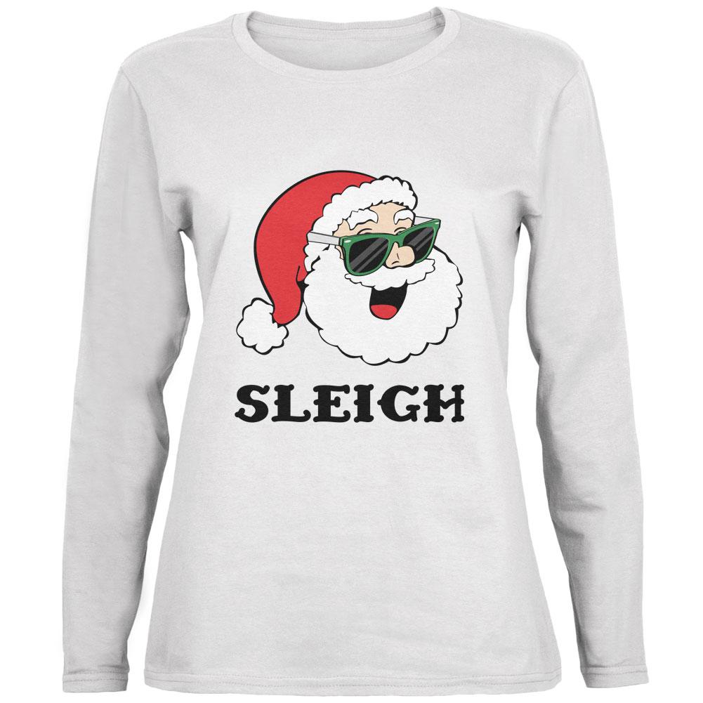 Christmas Santa Sunglasses Sleigh Slay Ladies' Relaxed Jersey Long-Sleeve Tee Women's Long Sleeves Old Glory 2XL White 