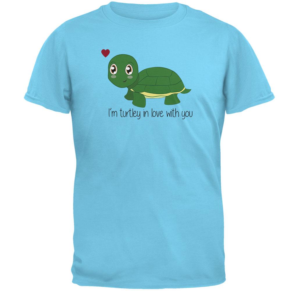 Turtle I'm Totally In Love With You Funny Pun Valentine's Day Mens T Shirt Men's T-Shirts Old Glory 2XL Sky 