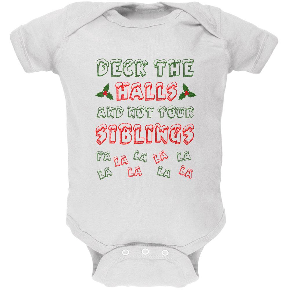 Christmas Deck the Halls Not Your Siblings Soft Baby One Piece Baby One Piece Old Glory 0-3M White 