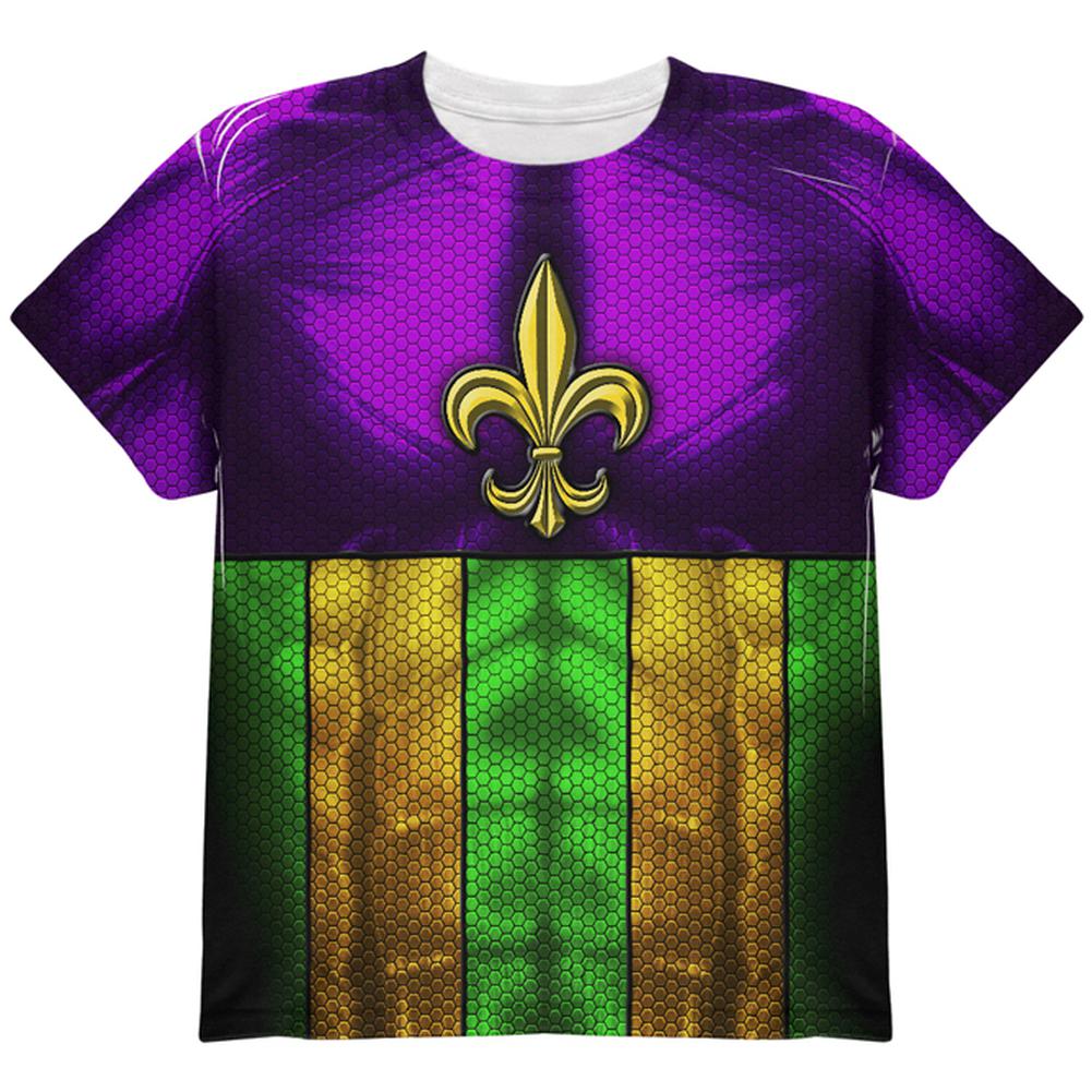 Mardi Gras Drinking Champion Superhero Costume All Over Youth T Shirt Youth T-Shirts Old Glory LG Multi 