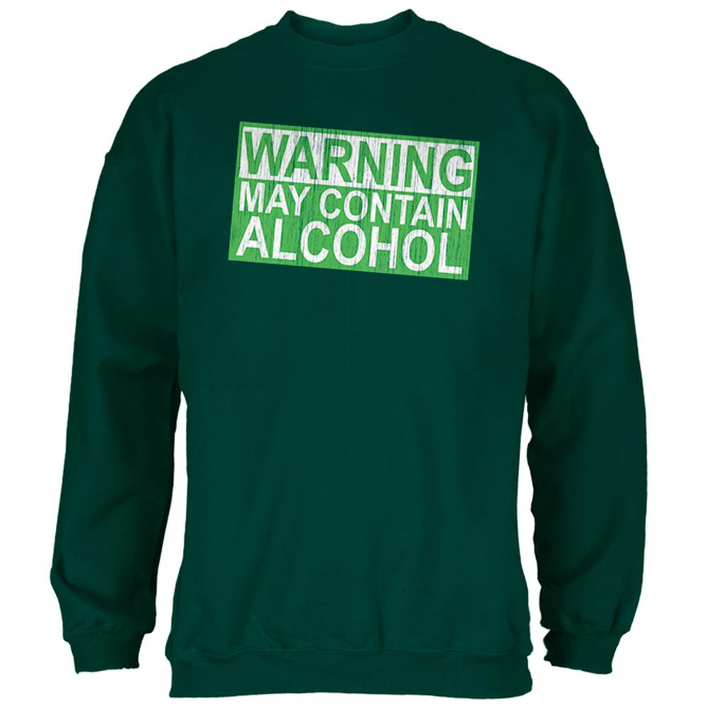 St Patrick's Day Warning May Contain Alcohol Mens Sweatshirt Men's Sweatshirts Old Glory 2XL Forest Green 