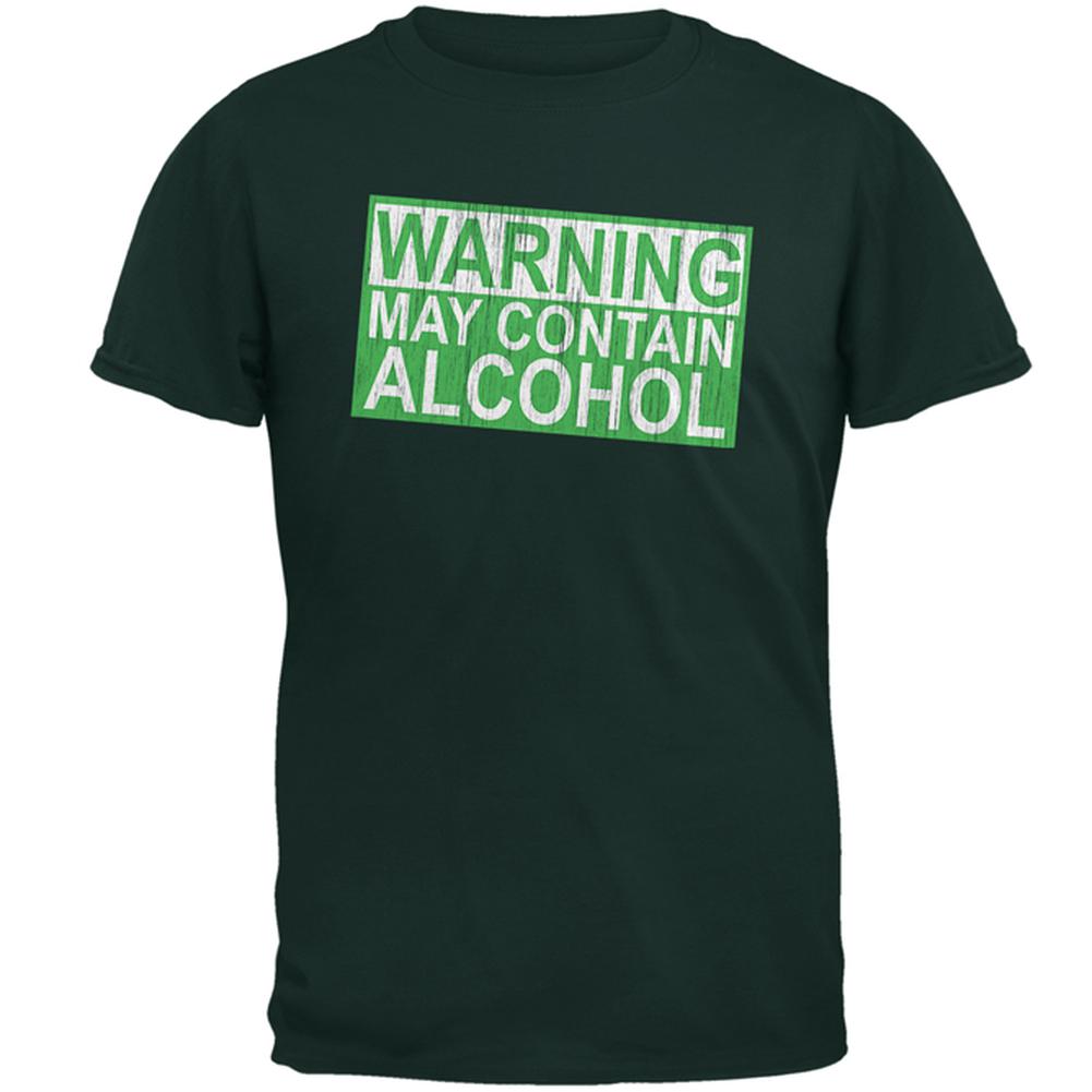 St Patrick's Day Warning May Contain Alcohol Mens T Shirt Men's T-Shirts Old Glory 2XL Forest Green 