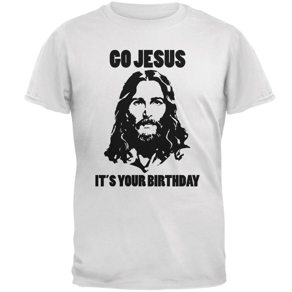 Christmas Go Jesus It's Your Birthday Mens T Shirt Men's T-Shirts Old Glory 2XL White 